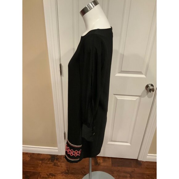 Anna Cate Black Shift Dress W/ Multicolor Geometric Embroidery Size XS - Picture 3 of 5